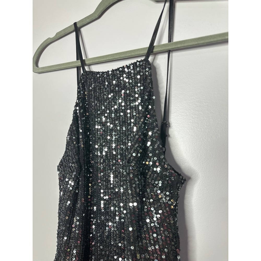 Crystal Sky Womens Black Sequin Jumpsuit Sleeveless Wide Leg Party Evening XS - Picture 6 of 16